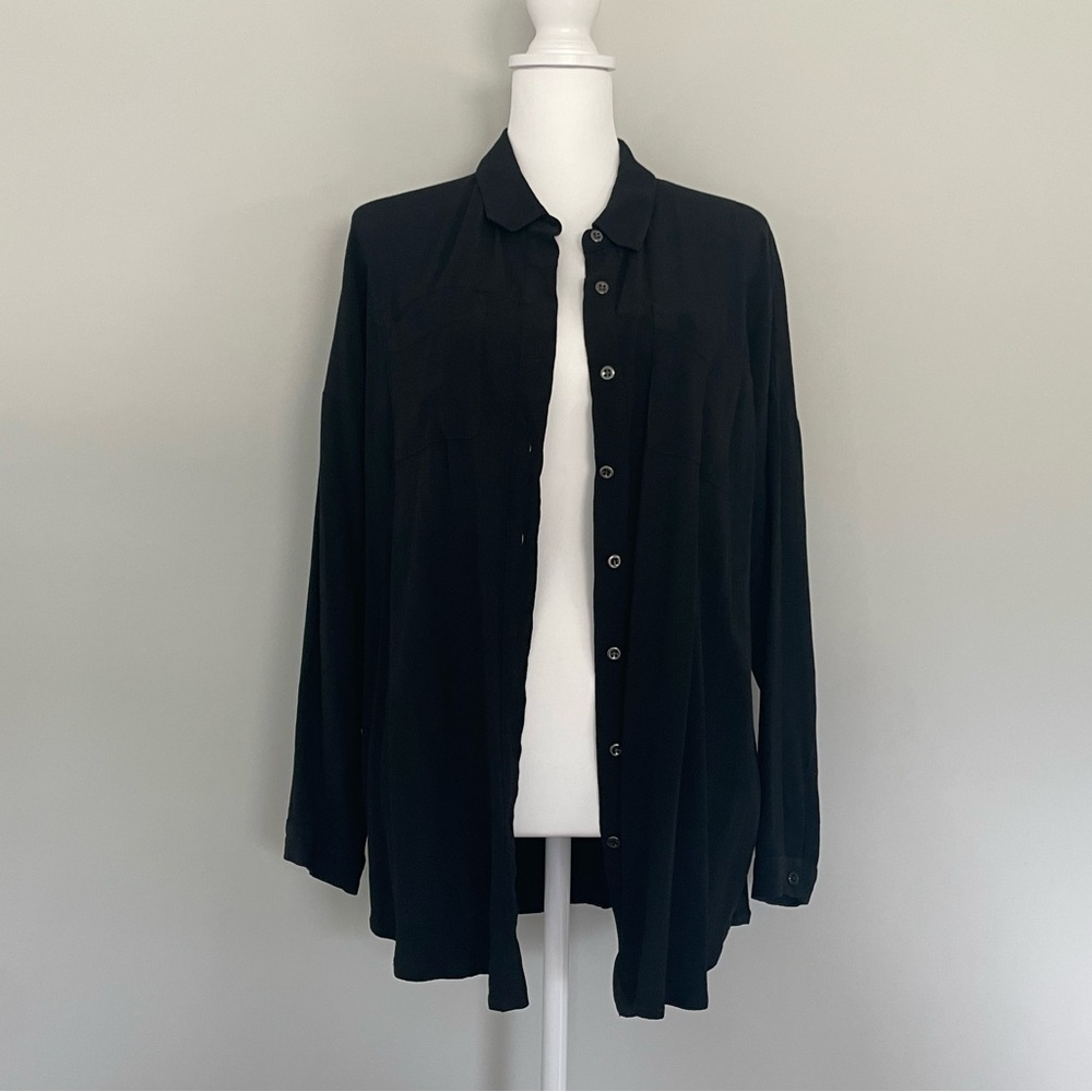 J. Jill Relaxed Rayon Button Down Long Sleeve Top